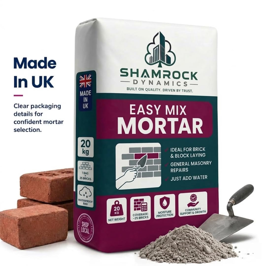 Shamrock Dynamics Easy Mix Mortar – Pre-Blended Mortar for Bricklaying, Pointing & Repairs