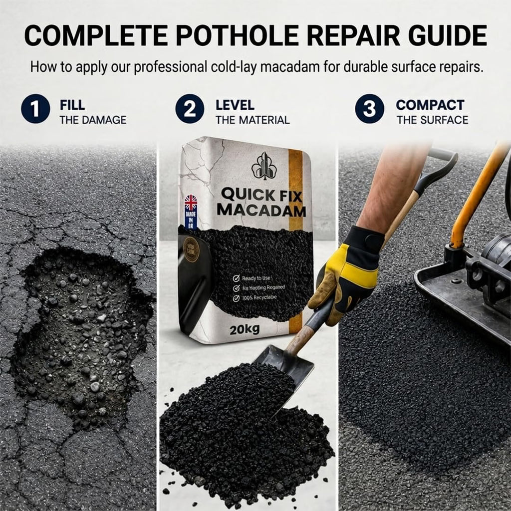Shamrock Dynamics Cold Lay Tarmacadam – Ready-to-Use Pothole & Driveway Repair