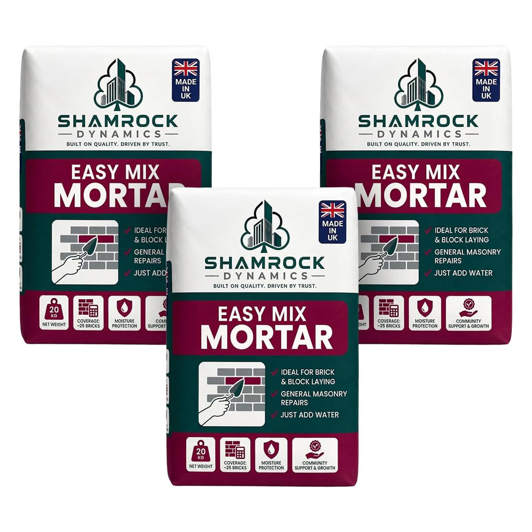 Shamrock Dynamics Easy Mix Mortar – Pre-Blended Mortar for Bricklaying, Pointing & Repairs