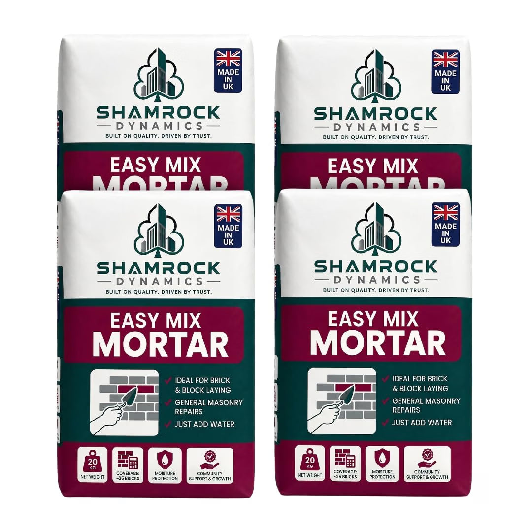 Shamrock Dynamics Easy Mix Mortar – Pre-Blended Mortar for Bricklaying, Pointing & Repairs