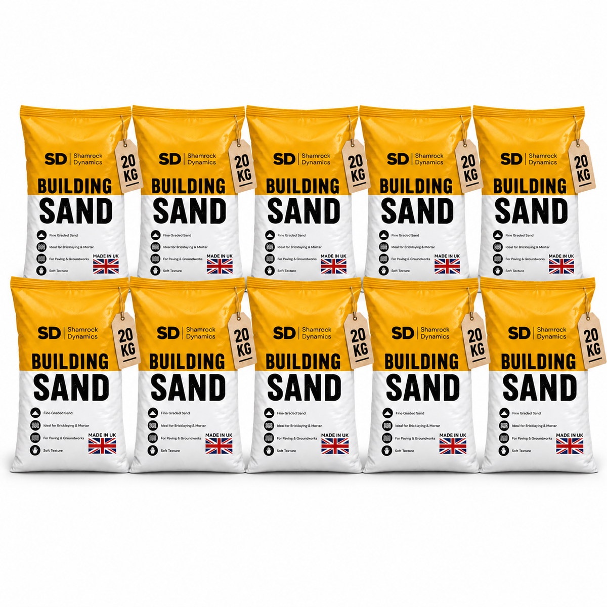 Shamrock Dynamics Yellow Building Sand – Fine Sand for Bricklaying, Mortar & Pointing
