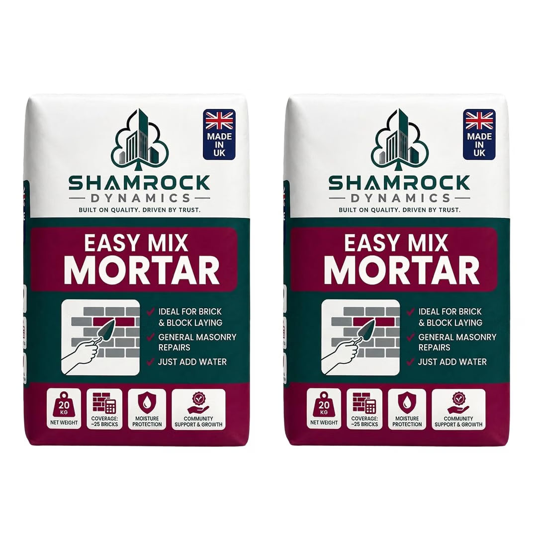 Shamrock Dynamics Easy Mix Mortar – Pre-Blended Mortar for Bricklaying, Pointing & Repairs